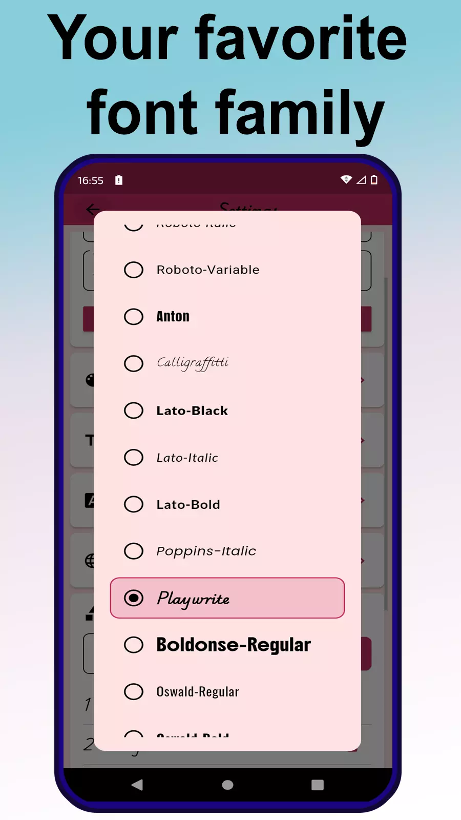 Font Size Options